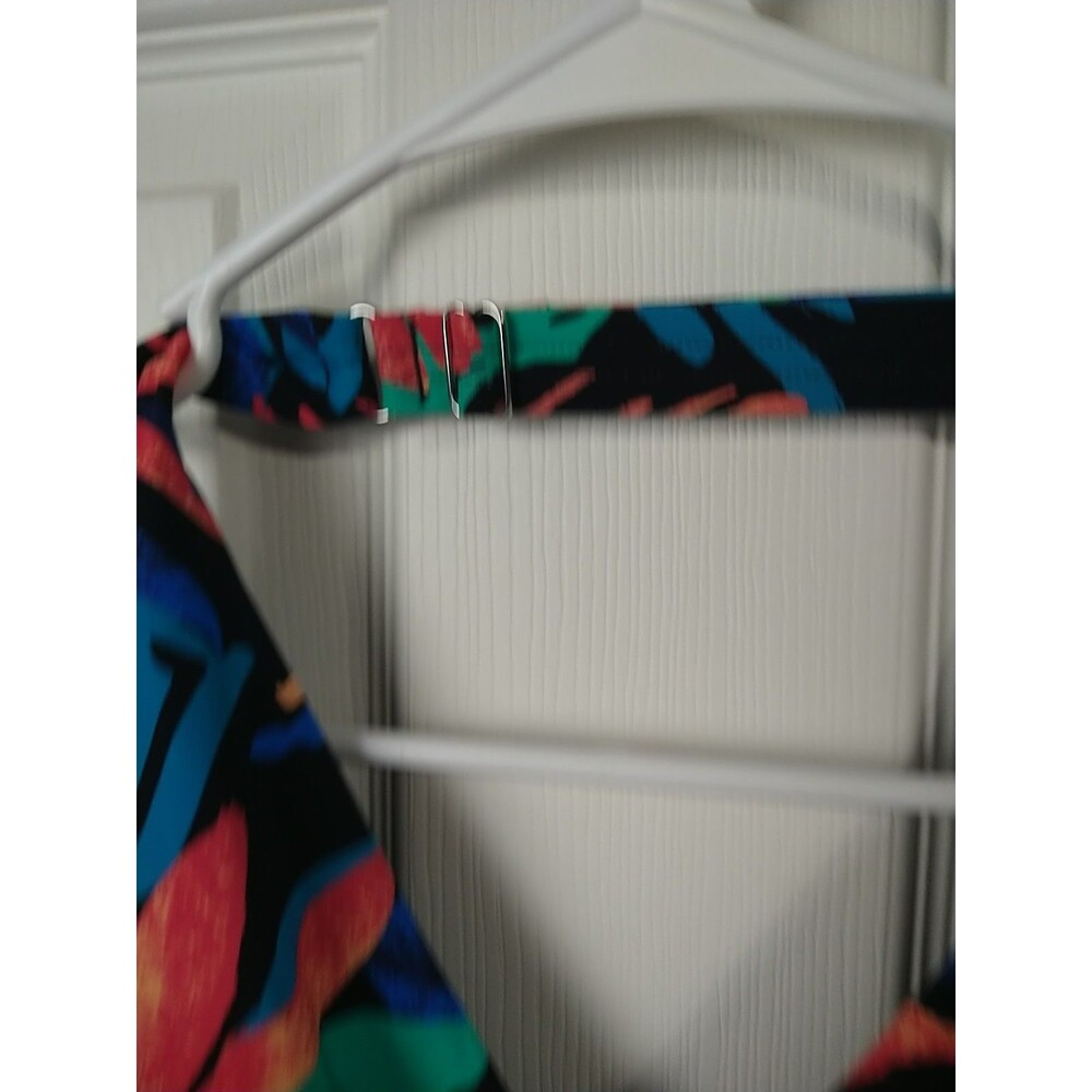 L.L. Bean Woman 10 Swimsuit Dress One Piece Tropical Halter Adjustable Strap Bra - Picture 3 of 10